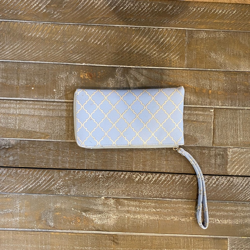 Blue and White Wristlet/Clutch